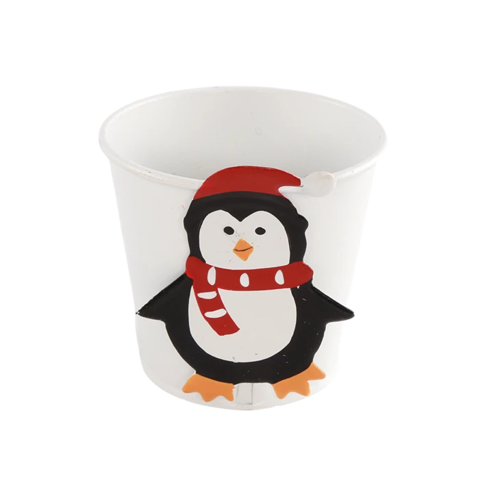 Iron Santa Claus Penguin Barrel Decor