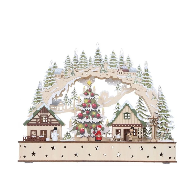 LED Christmas Wooden Village Bridge Light Decoration