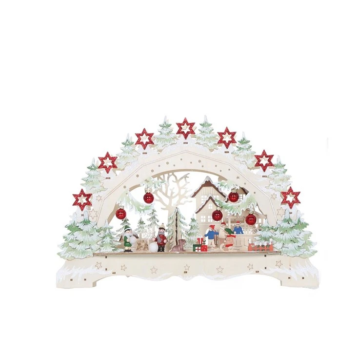 LED Christmas Wooden Village Bridge Light Decoration