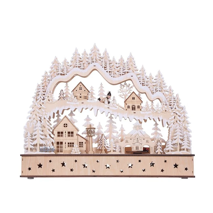 LED Christmas Wooden Village Bridge Light Decoration