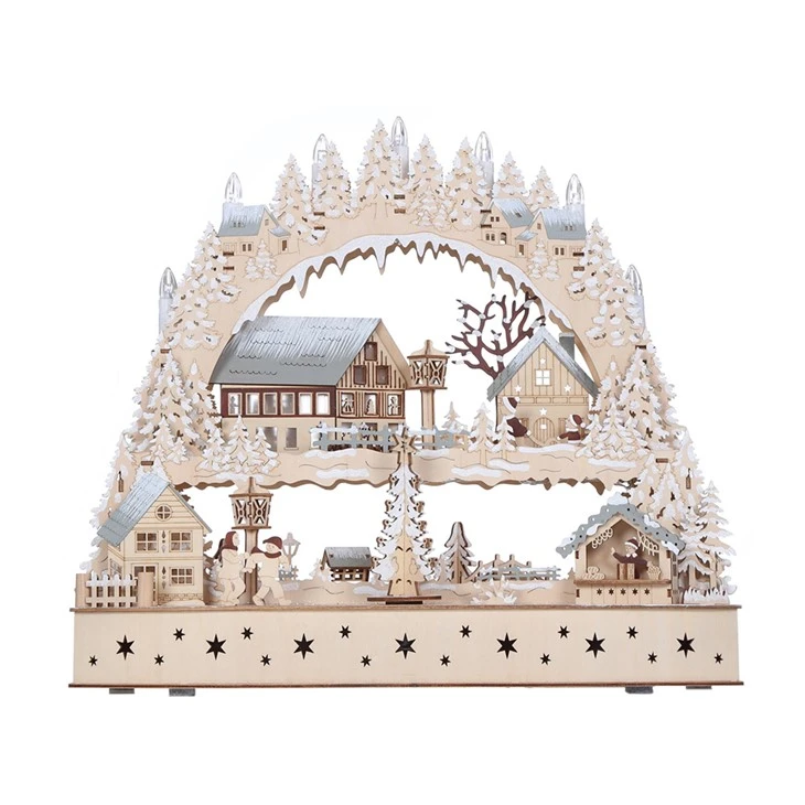 LED Christmas Wooden Village Bridge Light Decoration