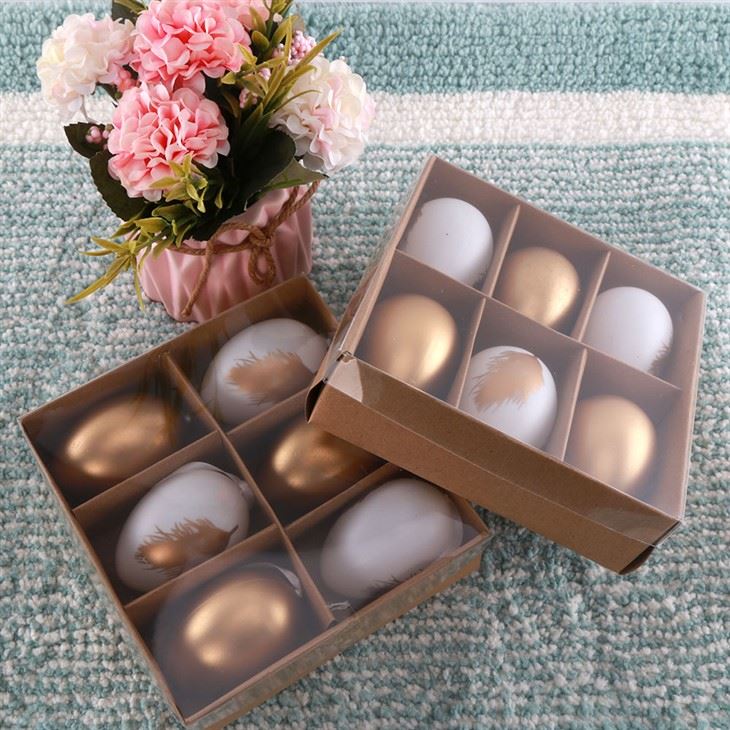 Plastic Golden White Easter Eggs Decoration