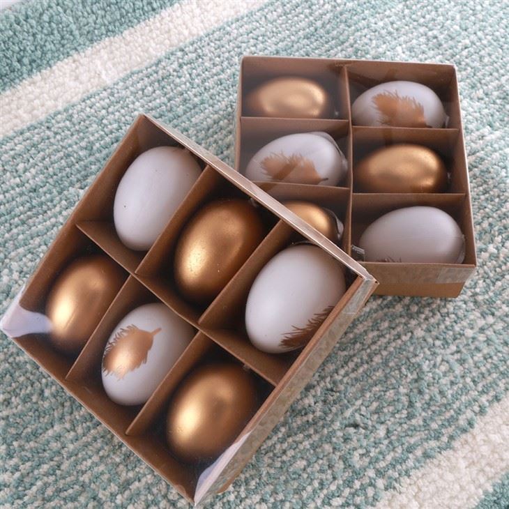 Plastic Golden White Easter Eggs Decoration