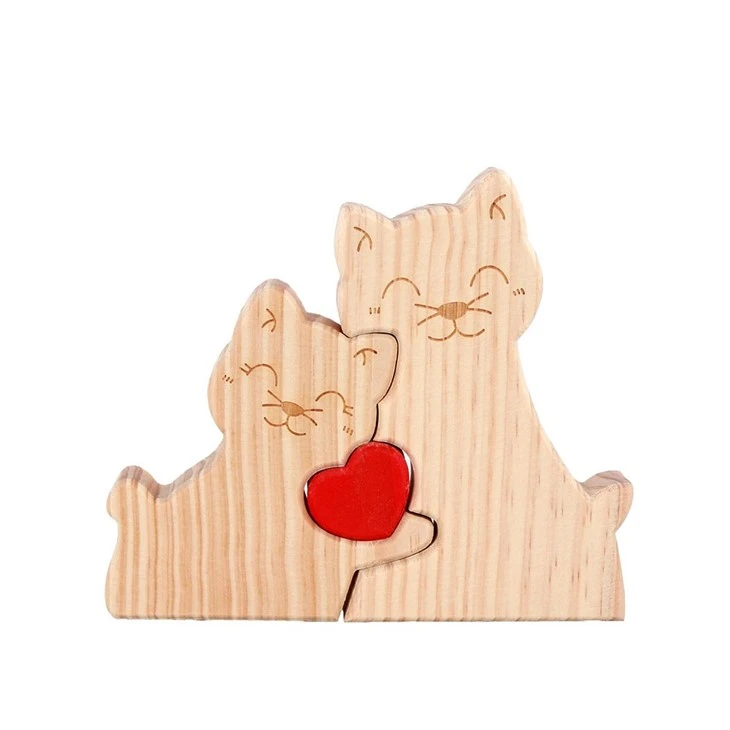 Wood Cute Cat Shape Decorations