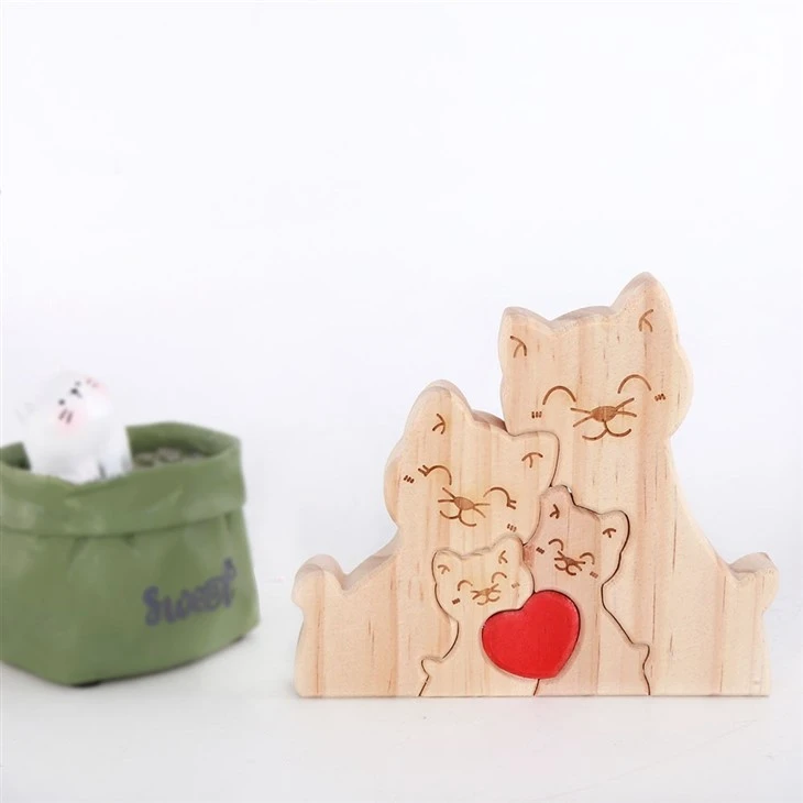 Wood Cute Cat Shape Decorations