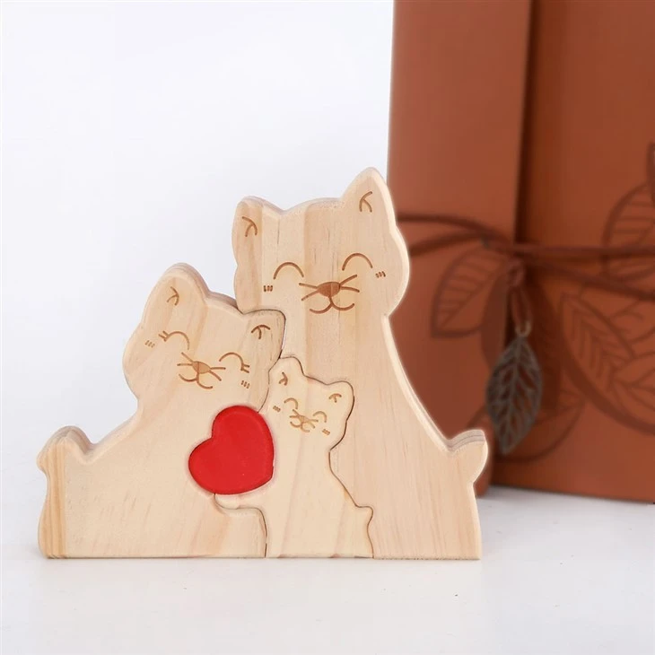 Wood Cute Cat Shape Decorations