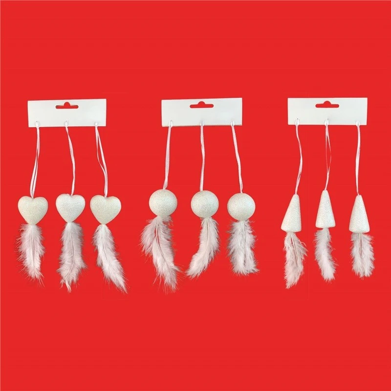 White Feather Christmas Ornaments