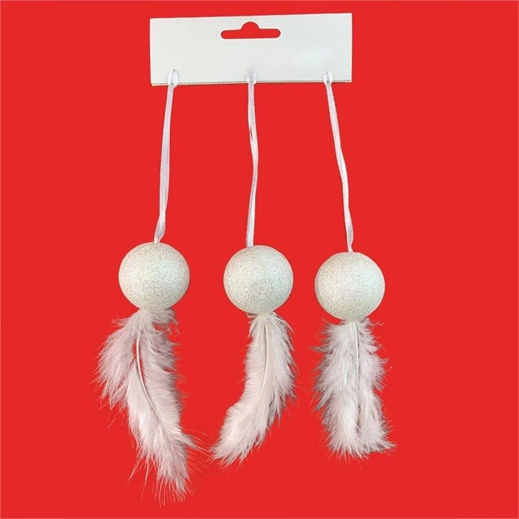 White Feather Christmas Ornaments