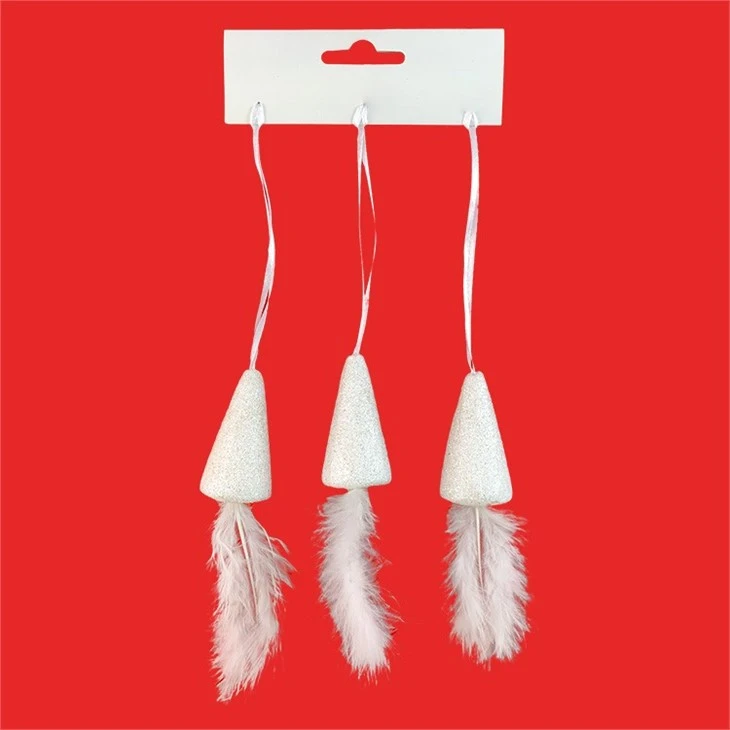 White Feather Christmas Ornaments
