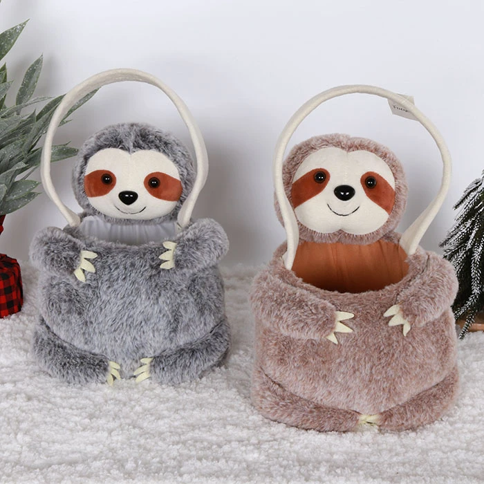 Kids Animal shape Adorable Soft Brown Plush Christmas Basket