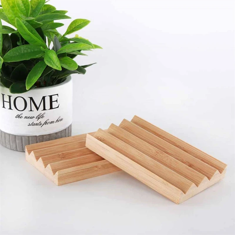 Bamboo Wavy Soap Box Bamboo Soap Dish Tray Holder Dish