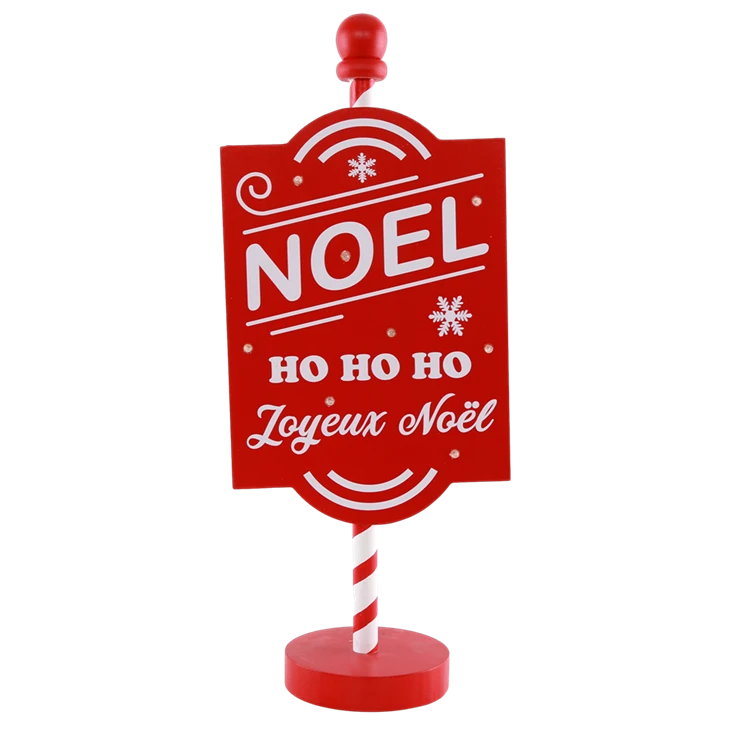 Christmas Red Wood Street Light Sign LED Decoration