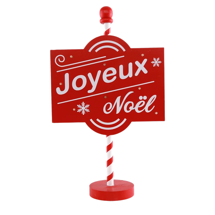 Christmas Red Wood Street Light Sign LED Decoration
