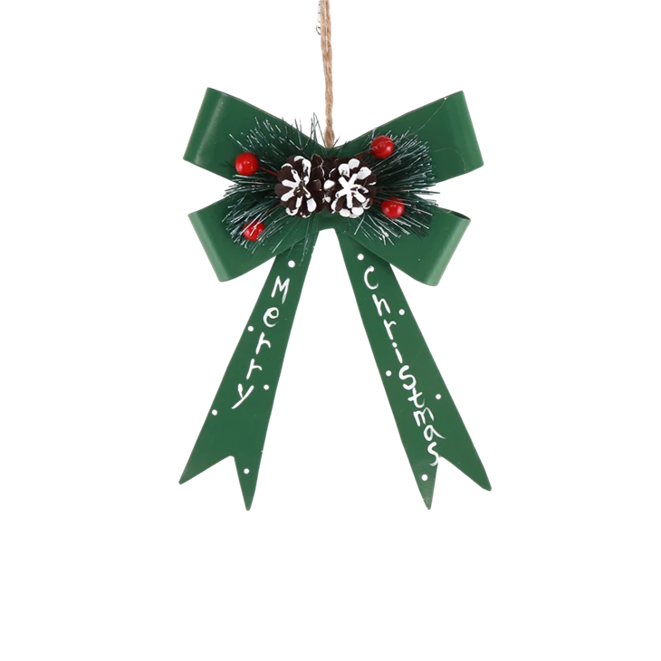Christmas Tree DIY Iron Gift Metal Red Green Bow Pendants
