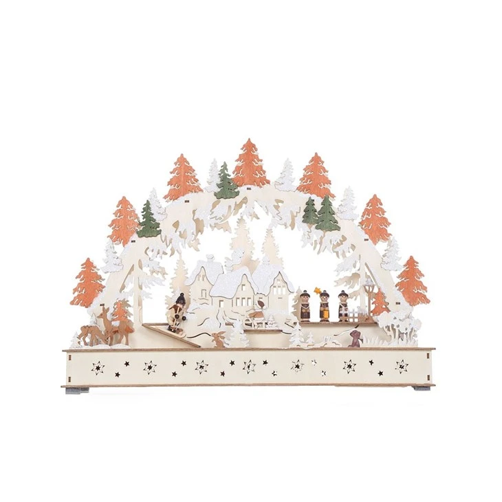 LED Christmas Wooden Village Bridge Light Decoration