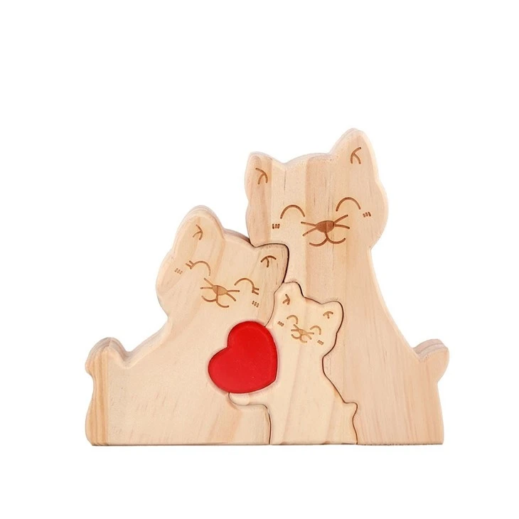 Wood Cute Cat Shape Decorations
